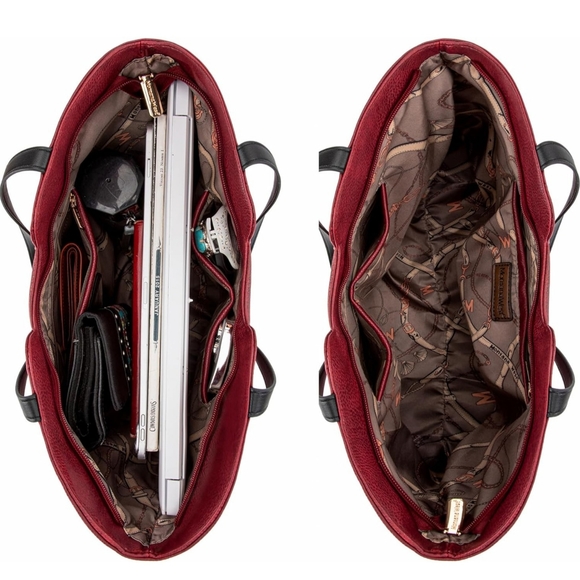 NWT!! Dahlia Red Large Vegan Leather Designer Montana West Shoulder Handbag !! - Picture 5 of 7